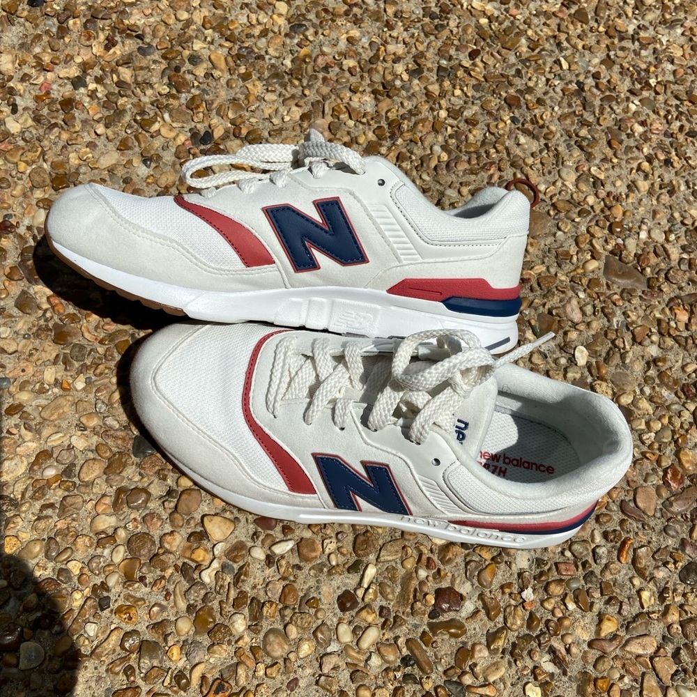 New Balance White and Red Sneakers